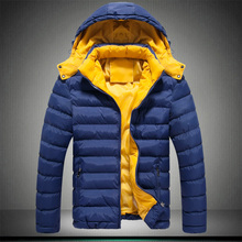 2016 new Men’s Clothing Coats&Jackets Down & Parkas winter thickening male with a hood wadded warm jacket thermal coat Dark Blue