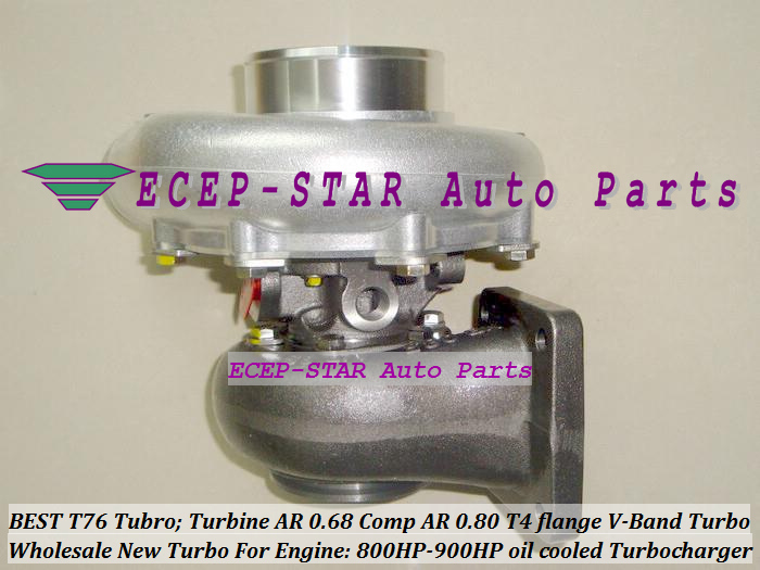 Turbocharger Turbo only oil cooled T76 Turbine AR 0.68 Comp AR 0.80 800HP-900HP T4 Turbo charger T4 flange V-Band (3)