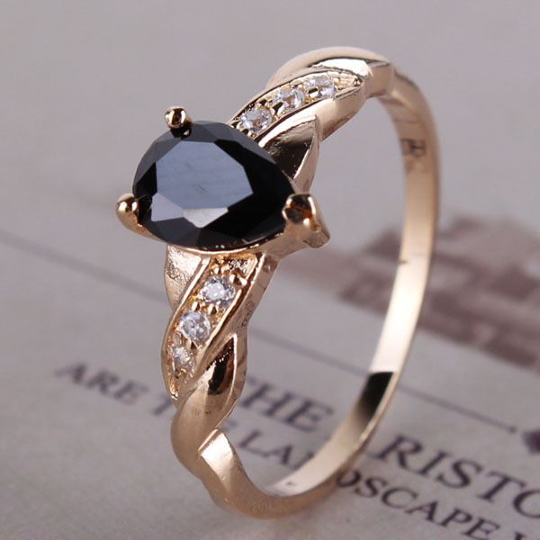New style black white crystal rings 18k gold plating promise WEDDING lady band ring high quality