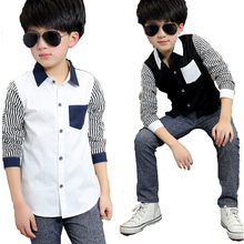 2016 Fashion Boys Shirts Casual Children’s Shirts 4-13T Long Sleeve Shirt Kids Clothes Baby Boys Tops Children Clothing,SC055