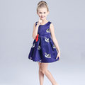 New Style Baby Girls Dresses Swan pattern princess dress kids lovely one piece party dress with