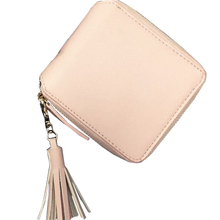 100 Genuine Leather Wallet Women Small Clutch Bag 2015 New Fashion Teassel and Zip Coins Purse