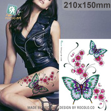 waterproof tatoo temporary stickers for lady women butterfly flower design large arm tattoo sticker Free Shipping LC2828