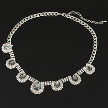 2015 New jewelry Luxury Unique Statement Necklace Bule and grey Crystal Necklaces Pendants For Women Free