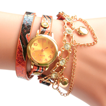 2015 nuevo reloj pulsera mujer mujeres reloj de cuarzo de cuero alta calidad multi capa de cuerda del reloj envío gratis