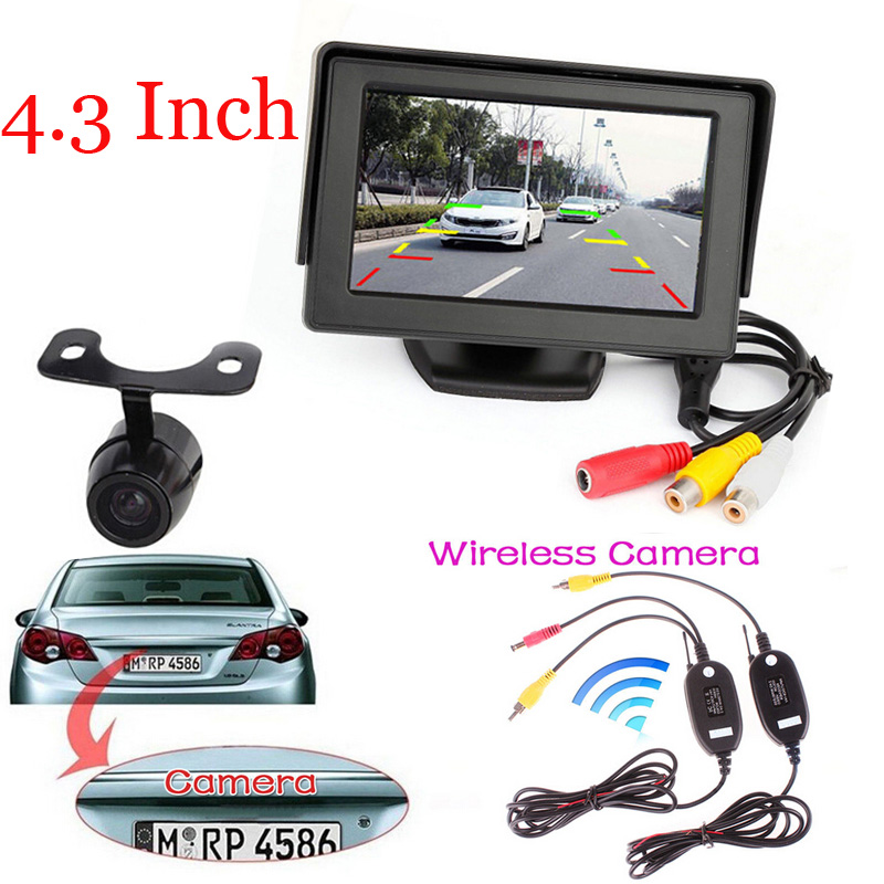 Night vision 2.4 Wireless HD Reversing Backup Wide Angle CCD Rear View Camera + 4.3