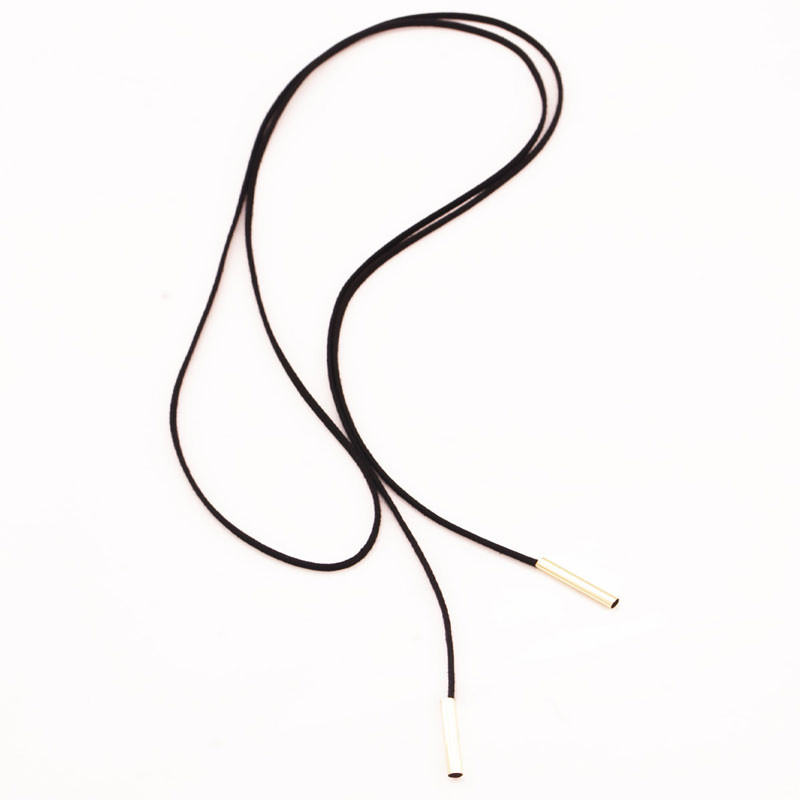 Long Black Women Leather Choker Gold Tube Fashion False Choker Collar Necklace Jewelry (3)