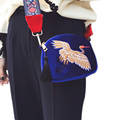 Fashion Zero Wallet Autumn Winter Mini Shoulder Bag National Romantic Velour Hand embroidered Bag