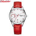 Gladster Watch Fashion Women Watches Top Luxury Brand Red Leather Strap Females Quartz Clock Ladies Wristwatch