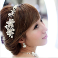 2016 Hot Fashion Women Lady Rhinestone Bridal Wedding Flower Pearls Headband Hair Clip Comb Party Jewelry