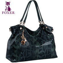 FOXER Famous brand top quality leather women bag The new 2015 fashion serpentine Shoulder Messenger Bag Handbag