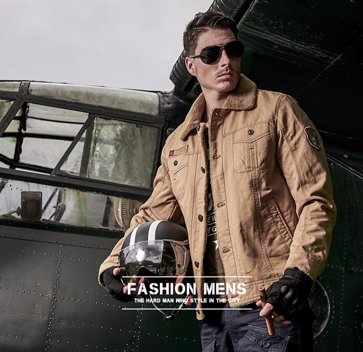 Friendshiy Winter PU Leather Jacket Men Army Jacket Warm Military Pilot Coat Thick Wool Liner Motorcycle Jacket
