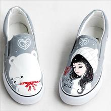 Flats Canvas shoes 2016 New Graffiti Hand-painted Casual Shoes Leisure Woman / Man free Picture One Size women’s shoes 34-44