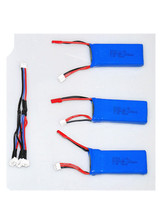 3pcs 7.4V 1200mAh Li-po Battery and 3 in 1 cable for WLtoys Quadcopter Drone V666 V262 V353 V333 V323 3PCS