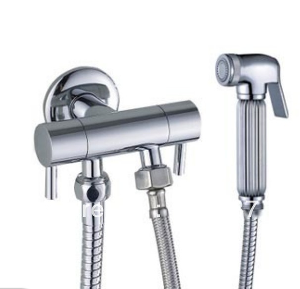 Fashion Bathroom Polished Chrome Finish Brass Spray Gun Handheld Shattaf Bidets Wall Mounted