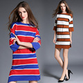 2016 new autumn stripe fashion sweater women long sweater for girls winter warm knitting needles bottoming