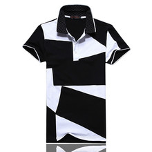 Casual POLO shirt male summer fashion new men’s black and white stitching cotton short polo-sleeved polo shirt Slim men 5XL 6XL