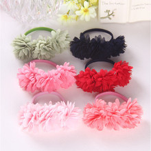 Chiffon flowers children baby girls headwear hair accessories rubber bands barrettes girl headwear bow Retail wholesale Boutique