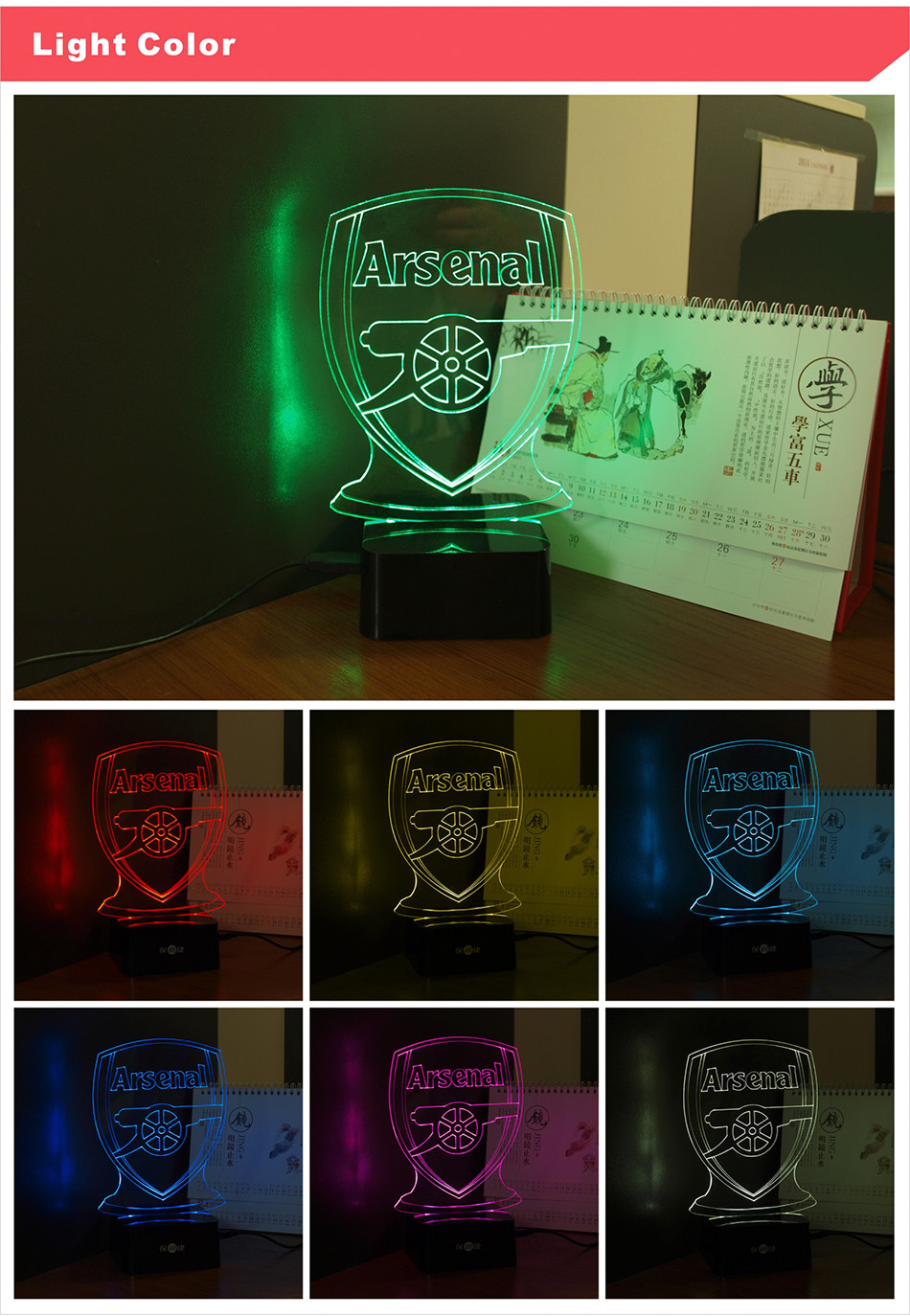 Football Club Arsenal Table Lamp Light USB Christmas nightlights (3)