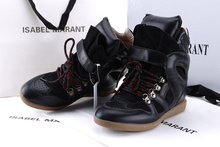 High quality women sneakers Isabel Marant lace up invisible wedge high heel sneakers 2015 new fashion