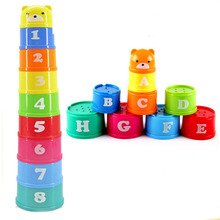 Montessori Creative Baby Children Kids Educational Toy Building Block Figures Letters Folding Cup Pagoda Math Toys Gift