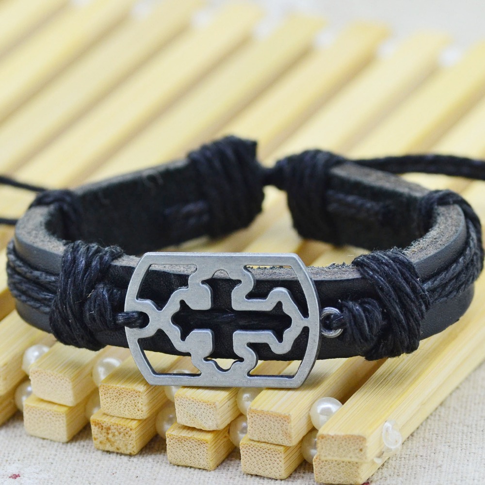 8PCS Fashion Bracelets Bangles Mixed Cross Charms Tribe Genuine Leather Bracelets Jewelry Men Women Bracelet The