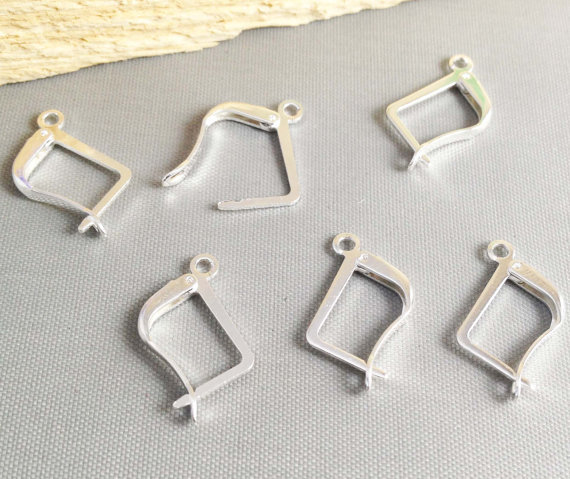 20pcs Silver Plated Brass French Earring Hooks Ear Clip Leverback Findings 11x20mm