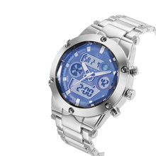 2016 Men Watches, Stainless Steel Analog-digital Sport Watch, Waterproof Dual Time Zones Alarm Chronograph Quarzt Wristwatches