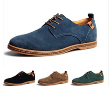 New 2015 Genuine leather Suede men sneakers outdoor casual oxford shoes Plus size 45 46 47