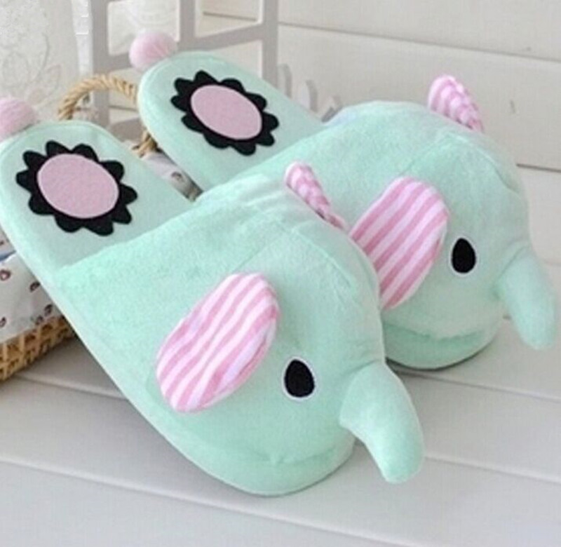 2015 New Women Warm Plush Cotton Slippers Cute Little Elephant Creative Indoor Shoes Non-slip Soft Bottom Home Floor Slippers