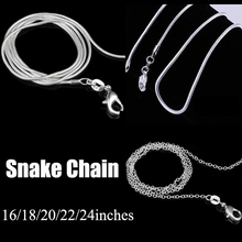1MM 16”,18”,20”,22”,24”Hot sale fashion different sizes 925 silver snake chain necklace for pendant