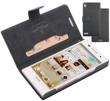 Genuine Brand Doormoon Original Side Turn Flip Real Leather Case Cover Skin For Huawei Ascend P6 10pcs/lot