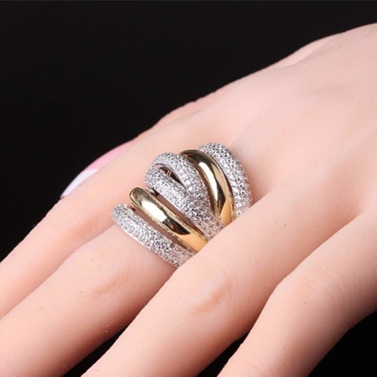 Free Shipment Designer Style Women Fashion Sterling Silver With Platinum/Gold Plated Zircon Ring