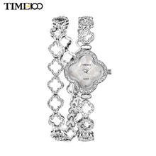 New TIME100 Women’s Quartz Watches Lucky Four-leaf Clover Diamond Case Steel Strap Bracelet Watches For Women relogio feminino