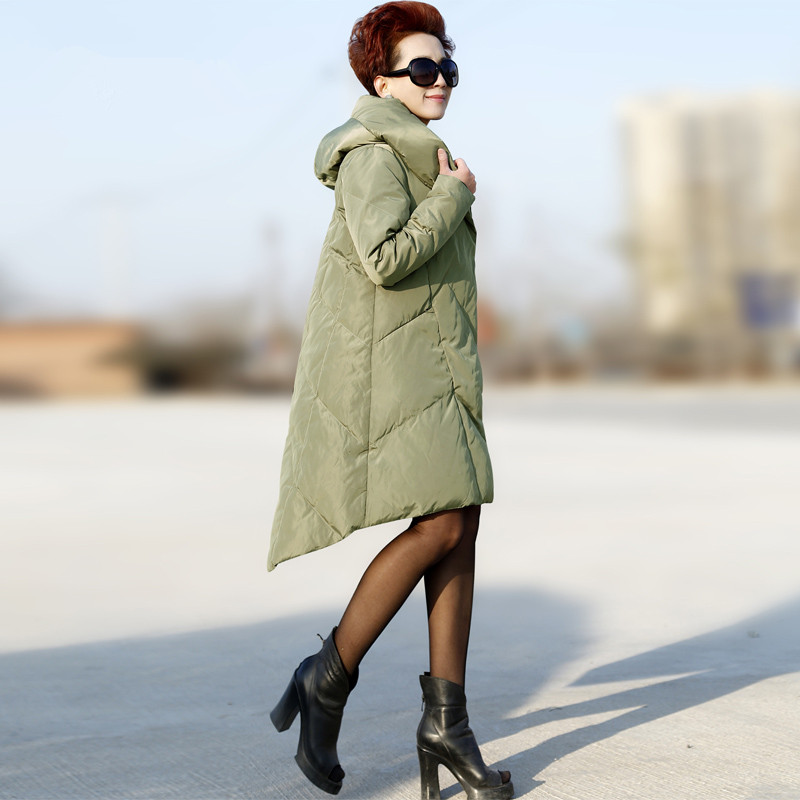 Army Green Parkas For Women Winter 2015 Medium Long Hooded Womens Duck Down Jacket Warm Plus Size 4XL 5XL Winter Coats Female