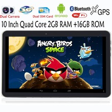 10 Inch Android4.4 Quad Core 2GB 16GB Tablet Pc WiFi BT FM 2G 16G Tablets  2G 3G 2SIM Phone Call Tab Pc Support Case Dual Camera