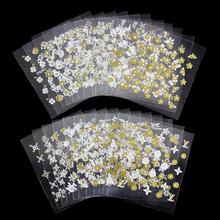 24 Pcs Lot Beauty Gold White Design 3D Nail Stickers Glitter Nail Art Decorations Manicure Tools