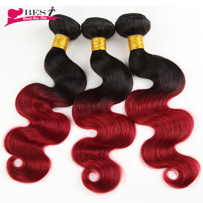 Cheap Ombre Hair Extensions Body Wave 4 Bundles Brazilian Ombre Hair 1B/Burgundy Brazilian Body Wave Ombre Human Hair Weave 100g