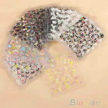 10 Sheets Nail Art Transfer Stickers 3D Design Manicure Tips Decal Decorations 1U85
