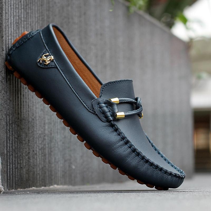 2015 Sale black genuine leather loafers mens fashion boat shoes fashion brown male Platform ...