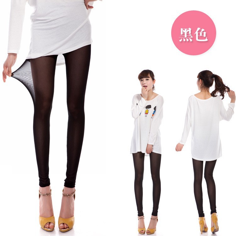 Manocean korean style Candy colors cotton thin middle waist soft solid translucent nine cents women leggings 102811 (2)