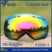 2016 New Professional double lens ski goggles anti-fog big spherical Skiing Eyewear unisex CE snow goggles with adjustable strap