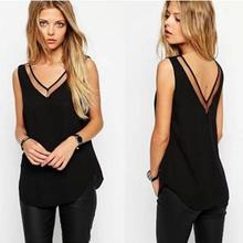 Hot Sales Tank Top New Arrival Summer Style Women Tank Top Black /White Sexy Chiffon Tops Casual Woman Sleeveless Blouse