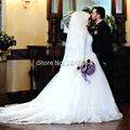 Oumeiya Real Sample OWD906 With Hijab Long Sleeve Turkish Arabic Muslim Wedding Dress 2016