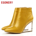 2015 Brand Women's Genuine Leather High Heels Ankle Boots Round Toe Hi