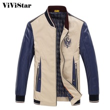 Men Leather Coats 2015 New Arrival Fashion Slim Fit Thick Patchwork Long Casual Leather F1151