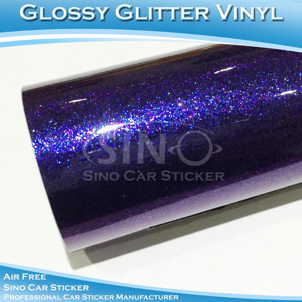 Buy 1.52x20M 5x65FT Newest Glossy Glitter Diamond Blue Car Wrap Vinyl Roll