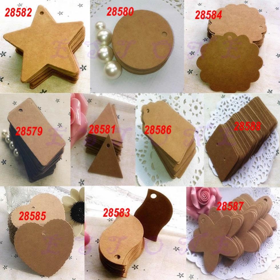Free Shipping 100pcs Brown Blank Kraft Paper Marked Blank Card Hand Draw Tags Labeled Card