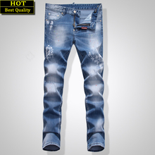 2016 DSQ fashion brand designer men’s denim Mens forD2Jeans Slim Fit Men Biker Jeans Trousers Straight Leg dark BlueJean Pants