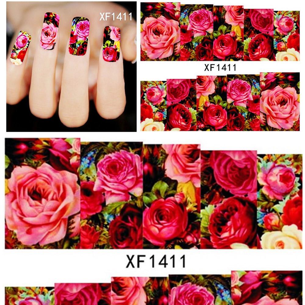 2016 Manicure Nails 2sheets Hot Designs Fashion Charm Flower Colorful 3d Tips Nail Art Stickers Water
